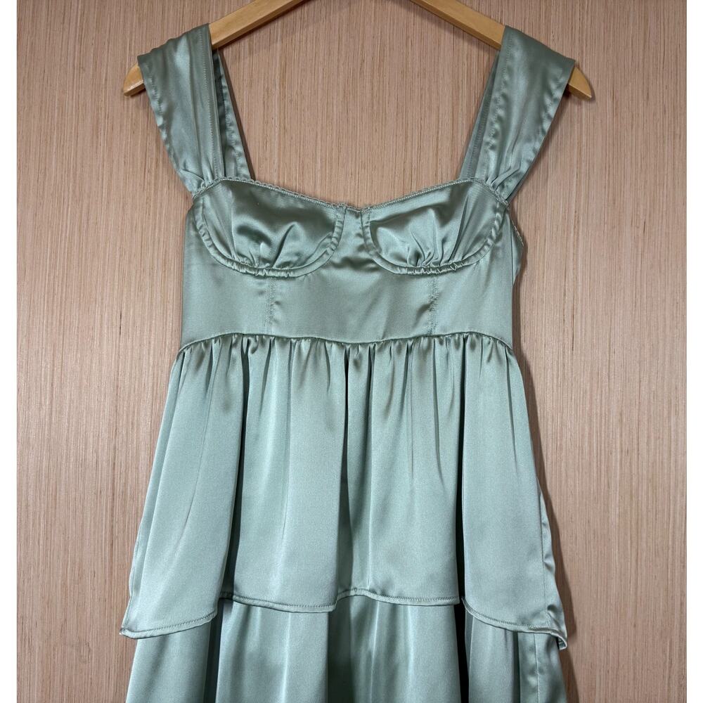WeWoreWhat Sage Green Satin High-Low Maxi Dress - Picture 3 of 15